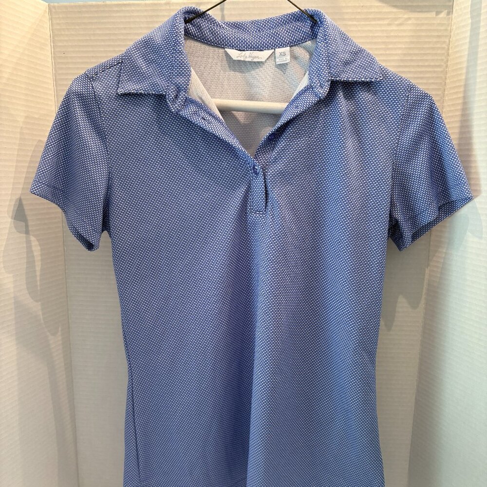 Lady Hagen, Size XS, Women's Golf Polo, Blue, Button Up, Short Sleeve